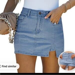 Light Blue Denim Mini Skort super stretchy